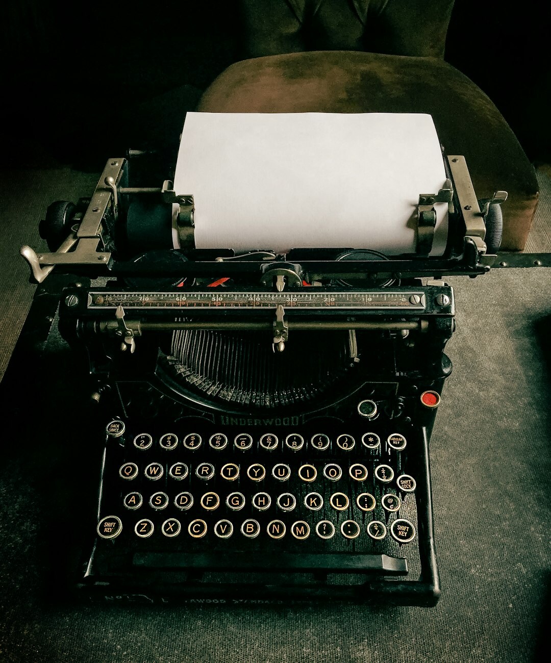 typewriter with novel manuscript